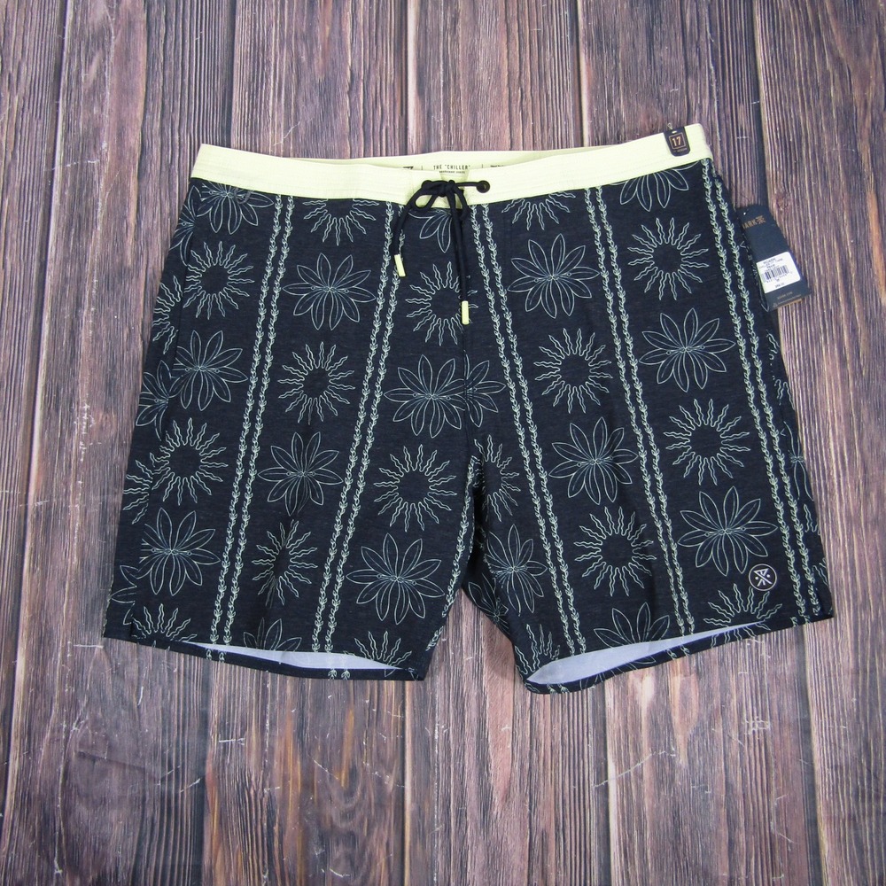 Roark Chiller Tiare Board Shorts Mens 36 Swim Navy Blue Outdoor Hiking RB436